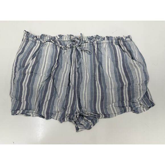 SO Juniors Shorts Size XL Blue Striped High Rise Soft Shortie Elastic Waist - Picture 1 of 11